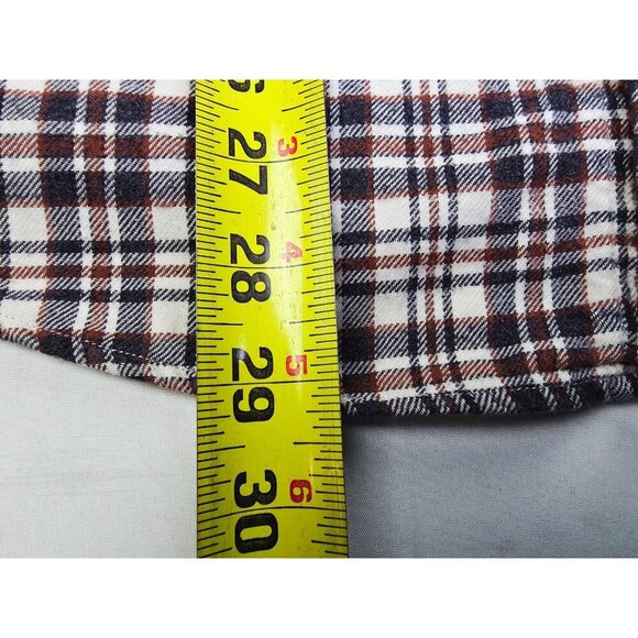 J. Crew Mercantile Size Large Mens Brown Vanilla Check Long Sleeve Flannel Shirt - Picture 7 of 9